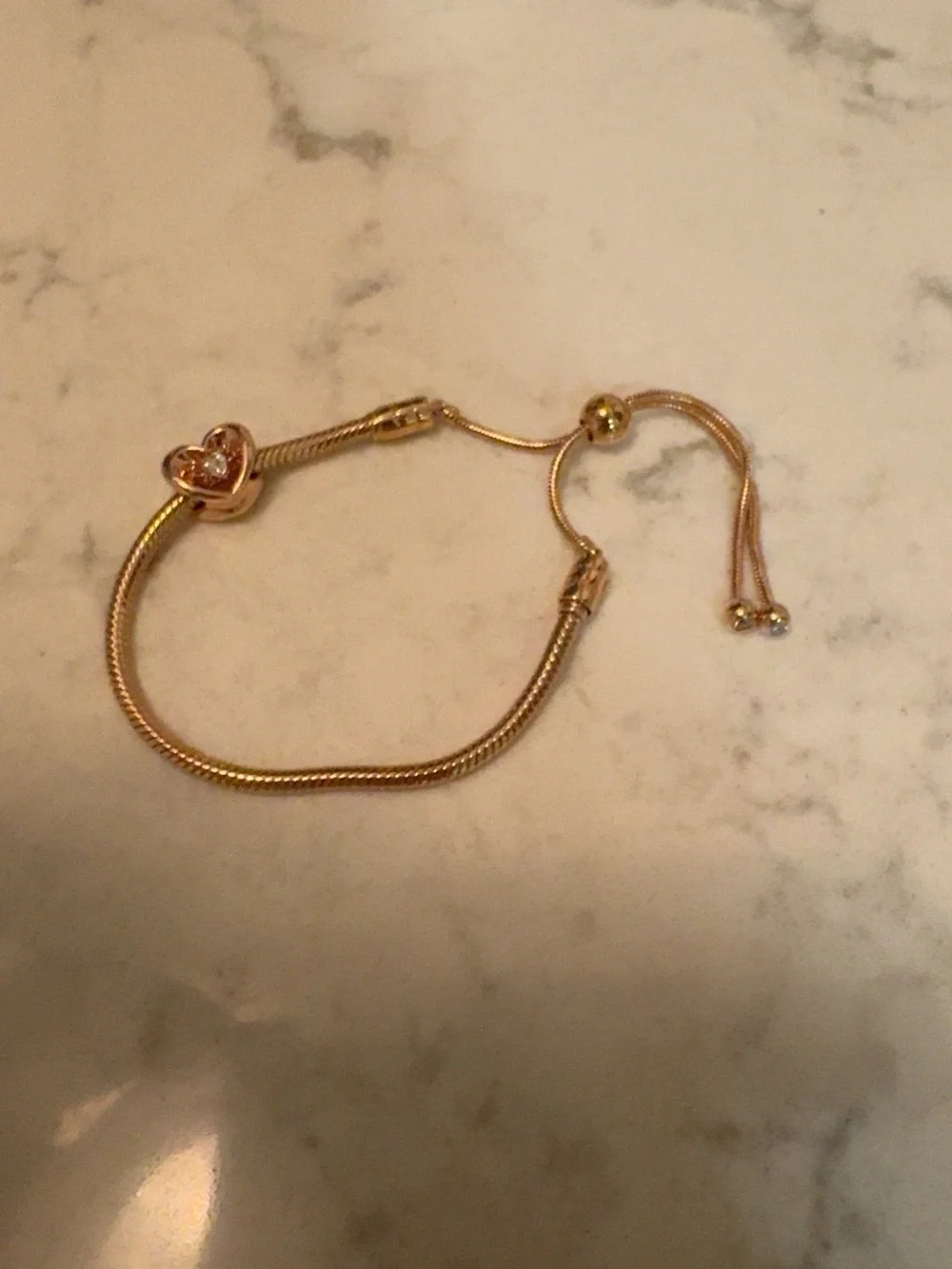 Pandora Rose Gold Heart Slider Bracelet Unworn w/ Box